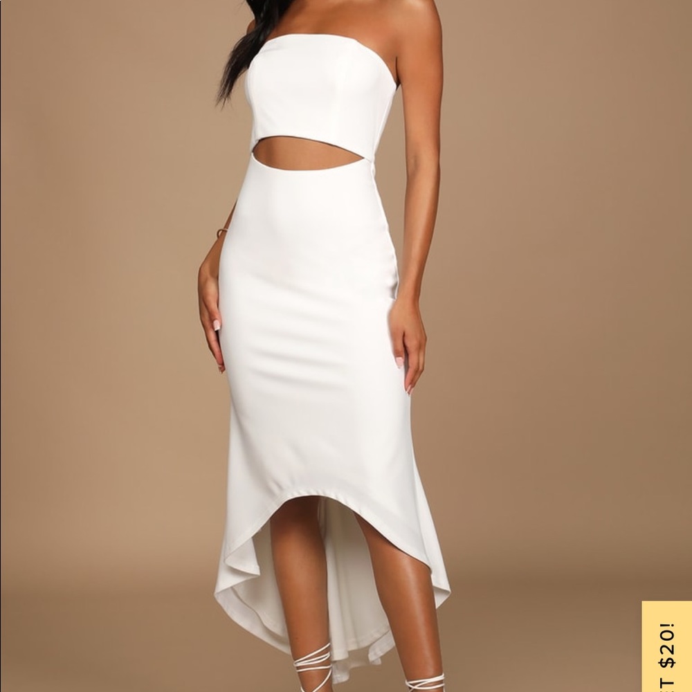 Lulus white high low strapless dress